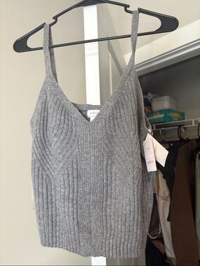Cozy Ribbed Knit Tank Top in Heather Gray
